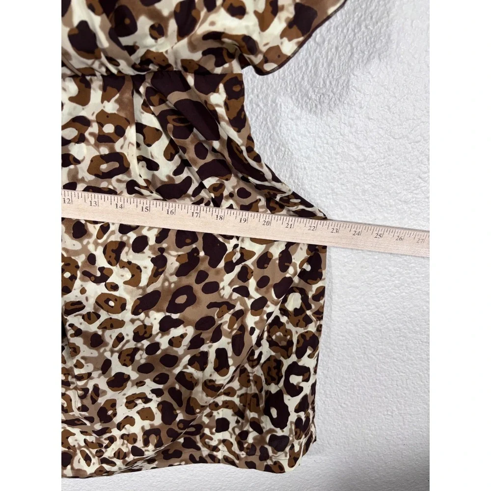 Calvin Klein Sheath Dress Womens‎ M Brown Leopard Print Flutter Sleeve